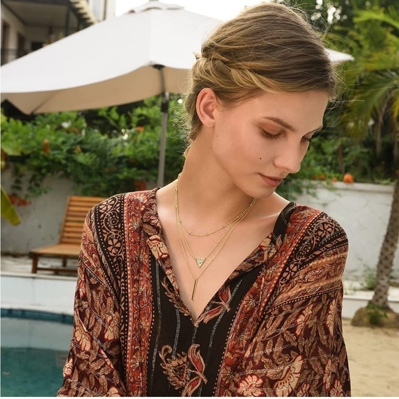 GOLD 14k Gold Plated 3pc Triangle Bar Necklace - Picture 2 of 4